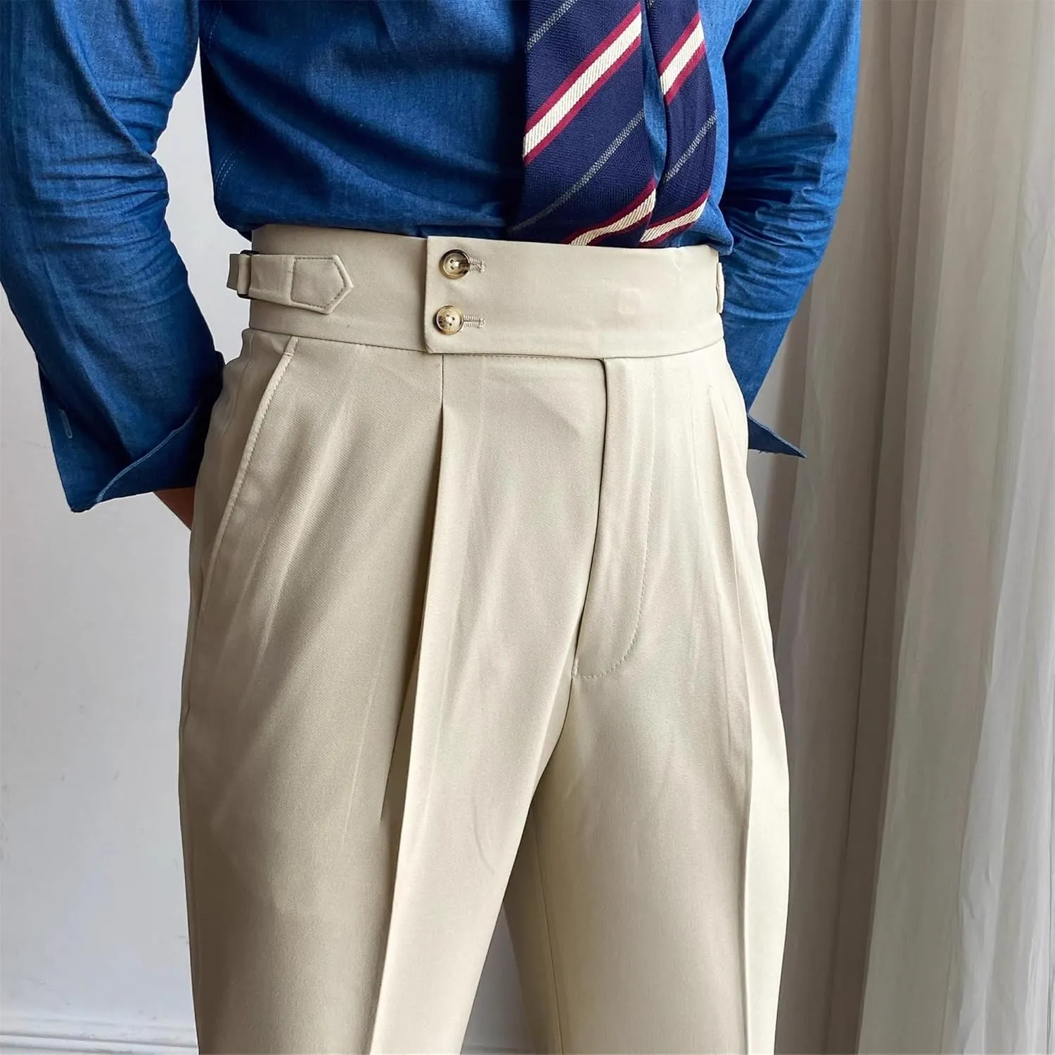 Men's Business Straight Leg Stylish Pants Solid Casual Regular Fit Trousers High Waist Comfort Outdoor Sweatpants