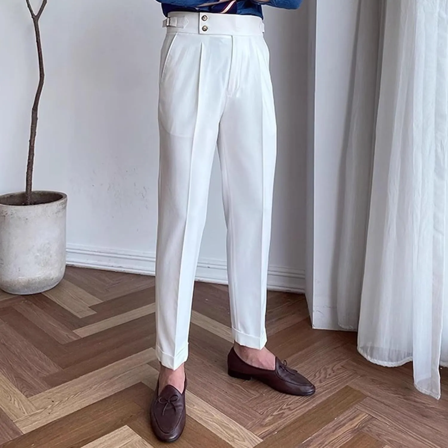 Men's Business Straight Leg Stylish Pants Solid Casual Regular Fit Trousers High Waist Comfort Outdoor Sweatpants