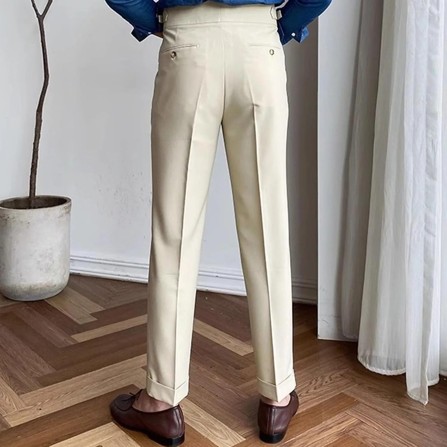 Men's Business Straight Leg Stylish Pants Solid Casual Regular Fit Trousers High Waist Comfort Outdoor Sweatpants