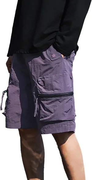 Mens Casual Cargo Pants Multi-Pockets Combat Track Fitness Jogger Hiking Bermuda Drawstring Lightweight Straight Baggy Shorts