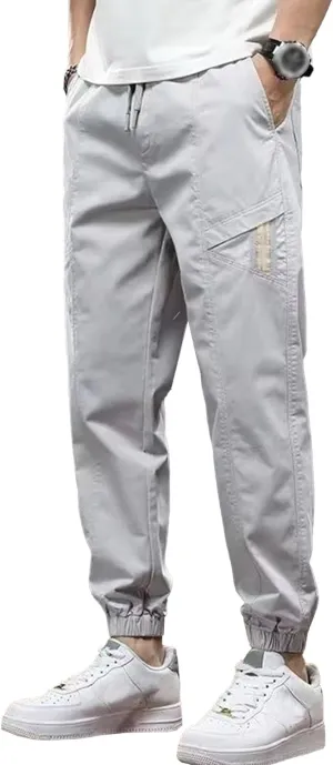 Men's Elastic Waist Solid Joggers Pants Lightweight Stylish Summer Trousers Regular Fit Outdoor Hiking Pants