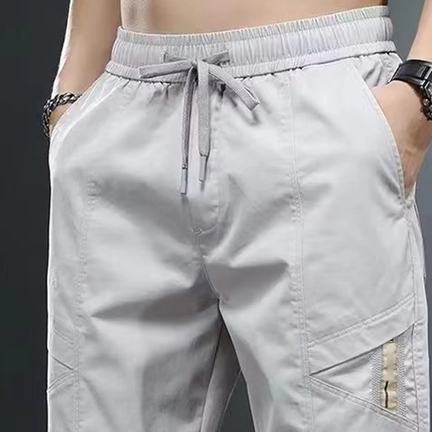 Men's Elastic Waist Solid Joggers Pants Lightweight Stylish Summer Trousers Regular Fit Outdoor Hiking Pants