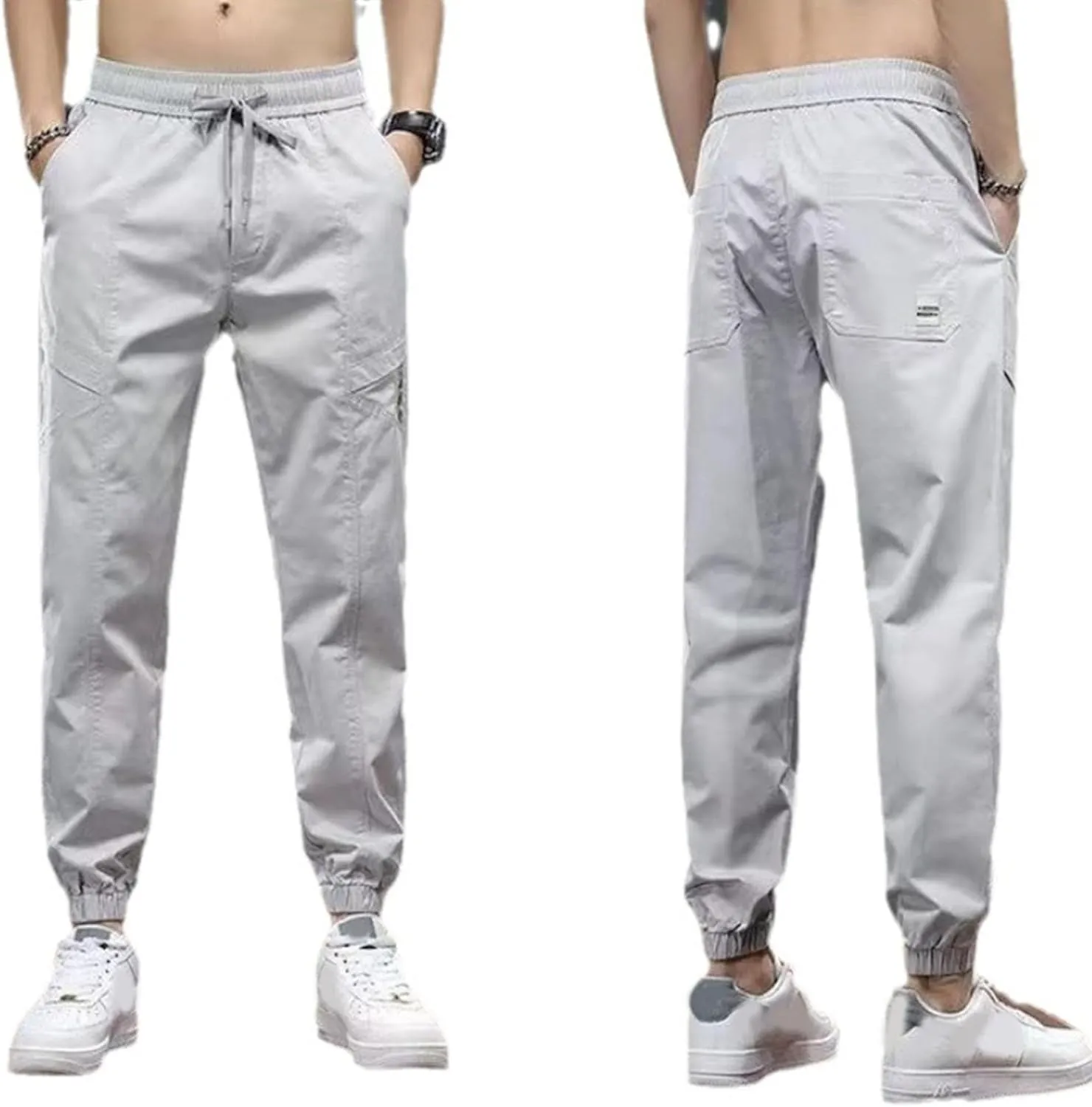 Men's Elastic Waist Solid Joggers Pants Lightweight Stylish Summer Trousers Regular Fit Outdoor Hiking Pants