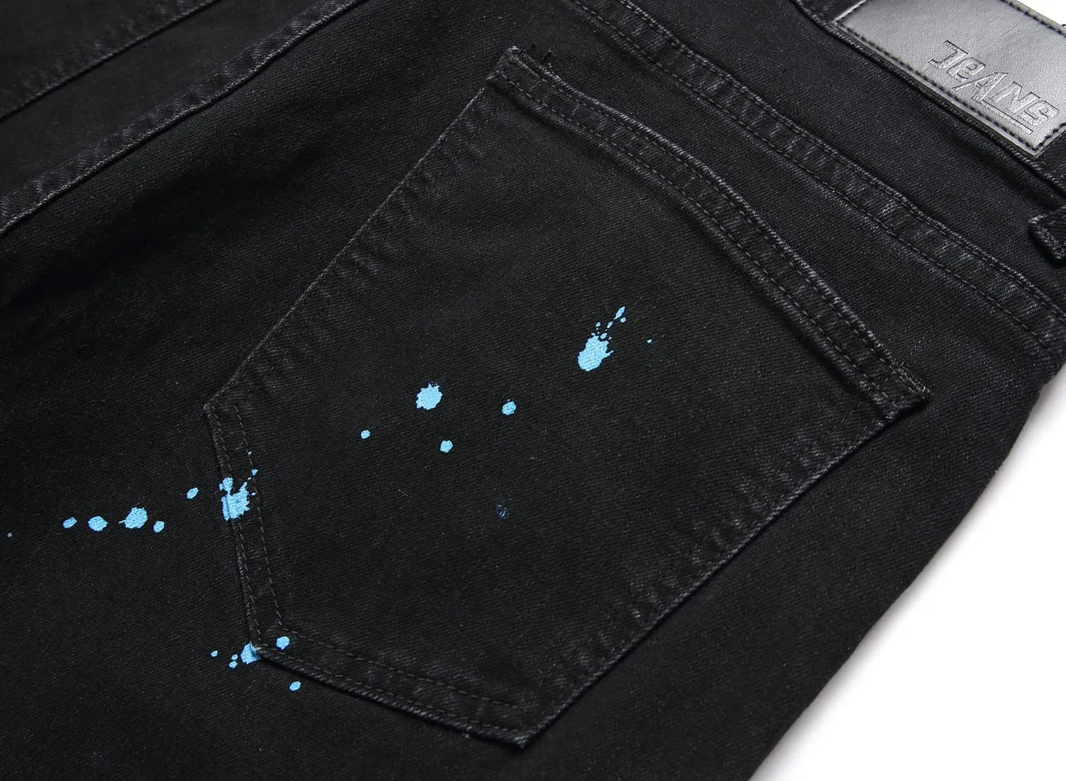 Men's Fashion Washed Perforated Elastic Slim Fit Jeans