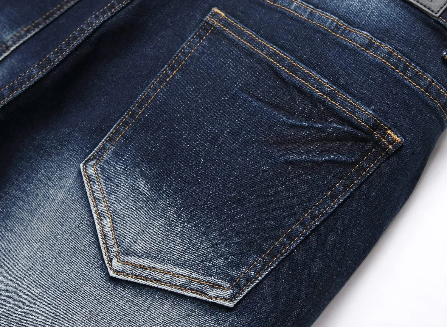 Men's Fashion Washed Perforated Elastic Slim Fit Jeans