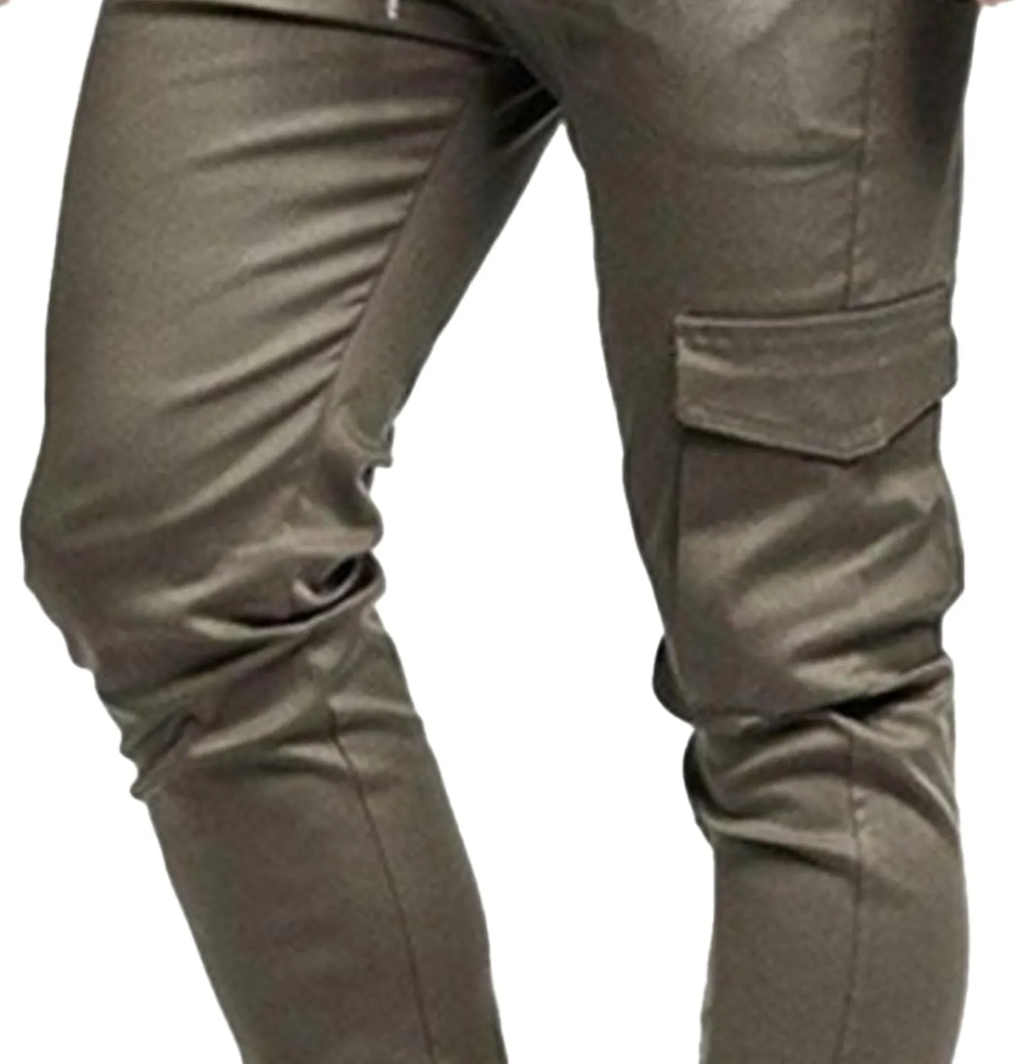 Men's Slim Fit Casual Hiking Cargo Pants Elastic Waist Solid Jogging Pants Comfort Stylish Military Trousers