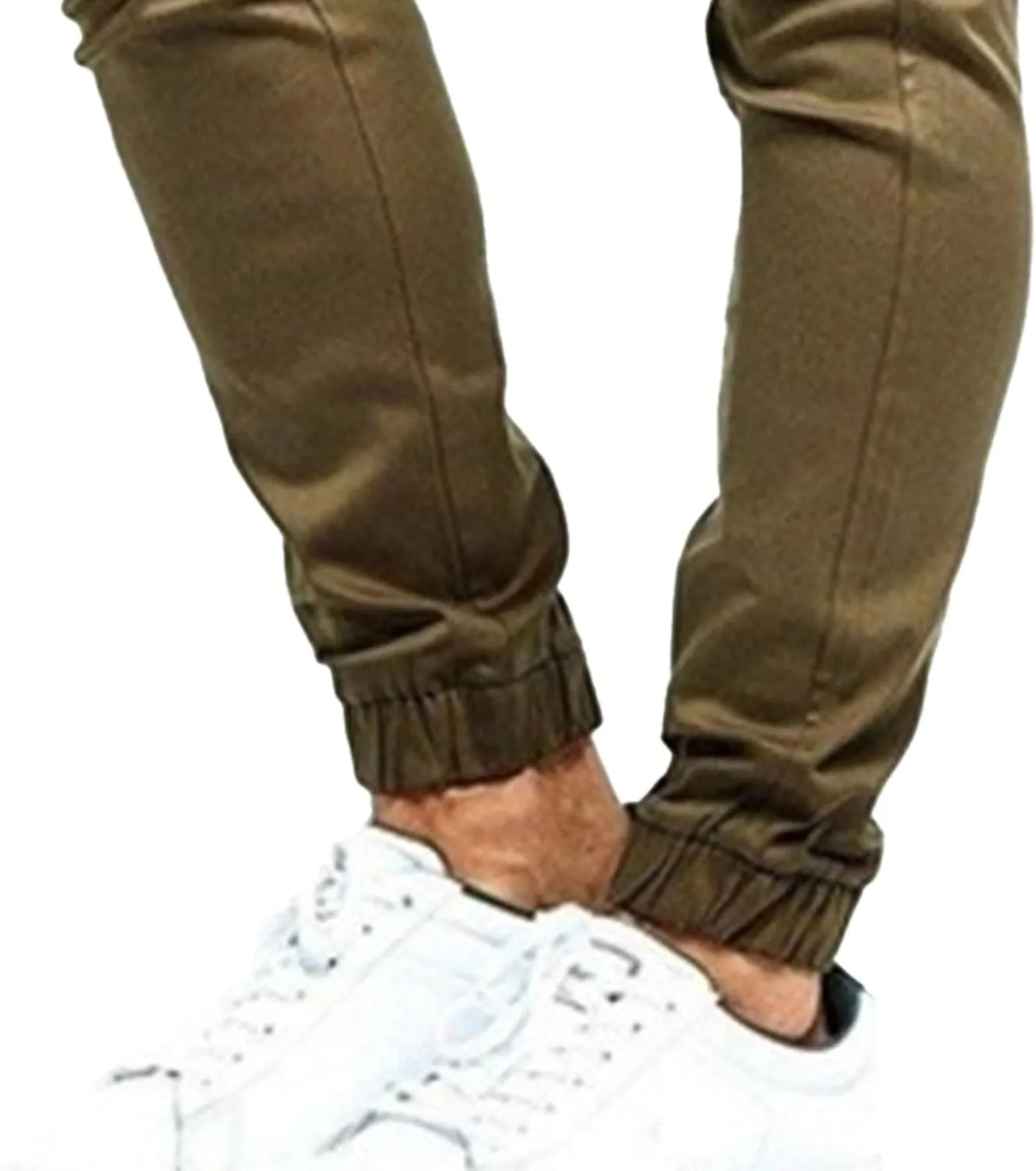 Men's Slim Fit Casual Hiking Cargo Pants Elastic Waist Solid Jogging Pants Comfort Stylish Military Trousers