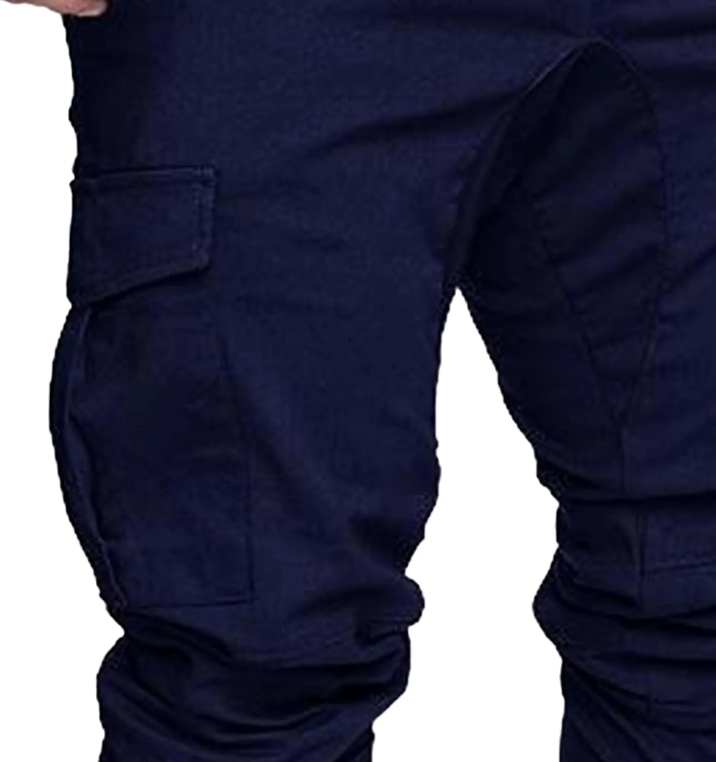 Men's Stretch Solid Military Cargo Pants Stylish Elastic Waisted Outdoor Pants Casual Chino Joggers Trousers