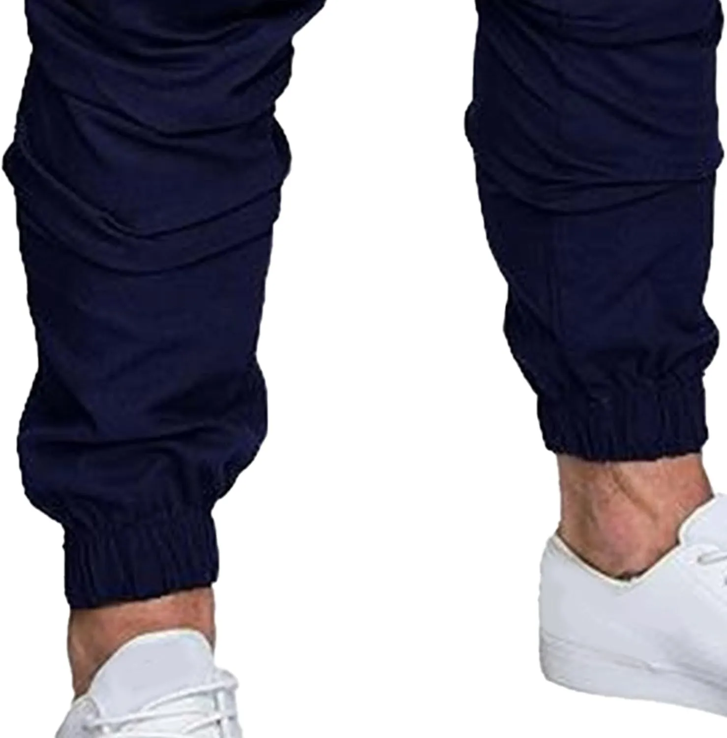 Men's Stretch Solid Military Cargo Pants Stylish Elastic Waisted Outdoor Pants Casual Chino Joggers Trousers
