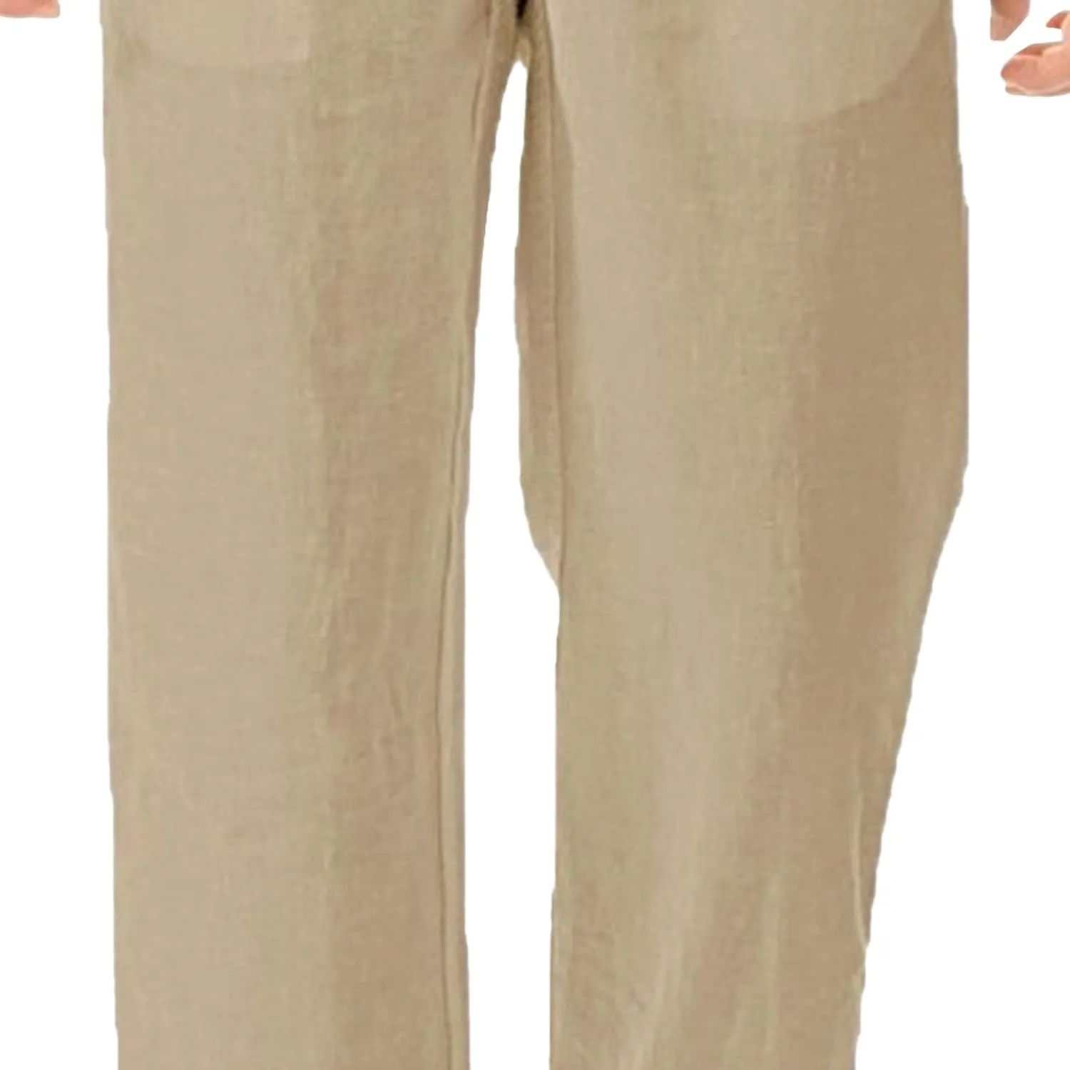 Men's Stylish Cotton Linen Casual Pants Straight Leg Basic Yoga Trousers Drawstring Elastic Waist Solid Hiking Pants