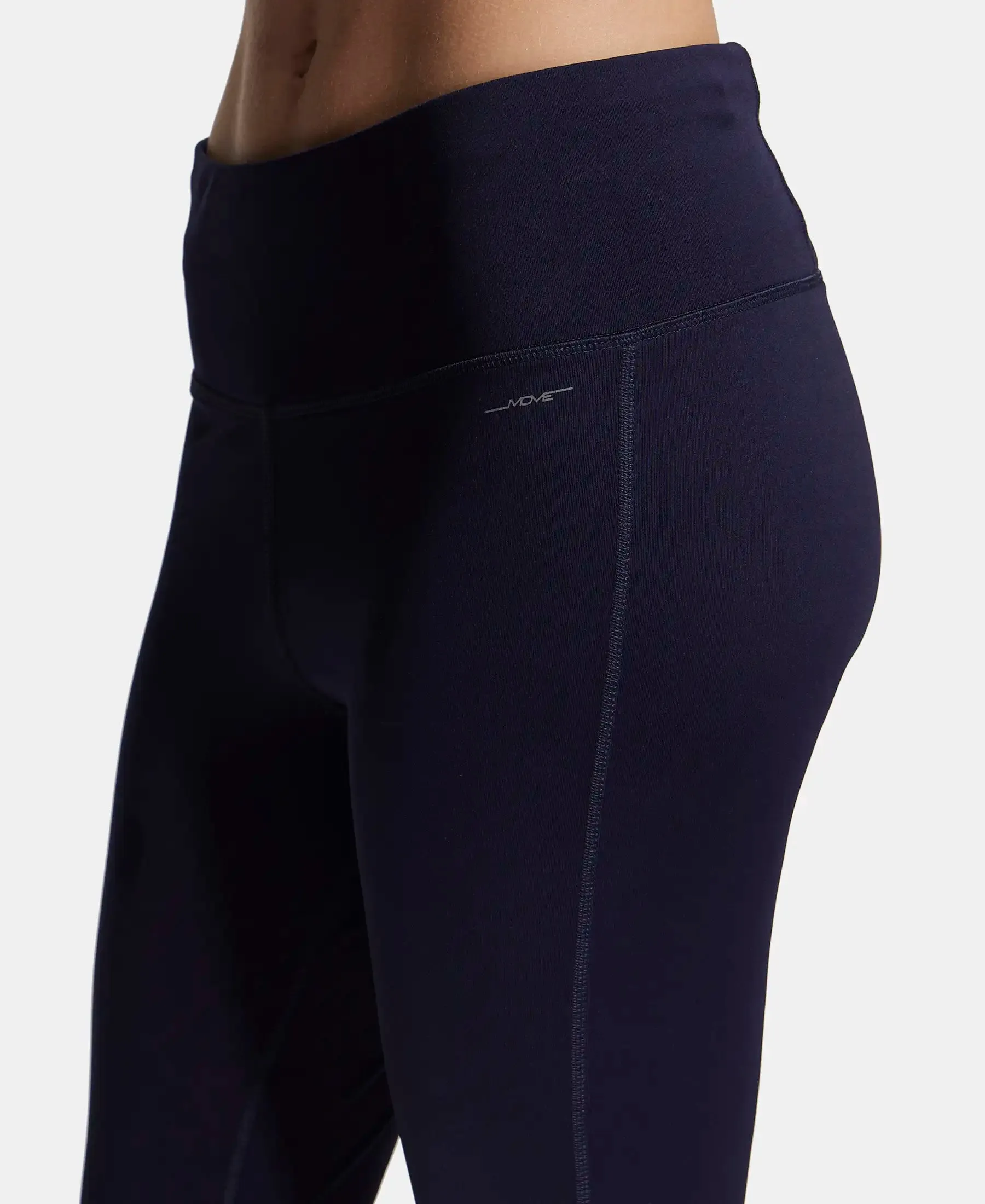 Microfiber Elastane Stretch Performance 7/8th Leggings with Broadwaistband & Back Pocket - Peacot