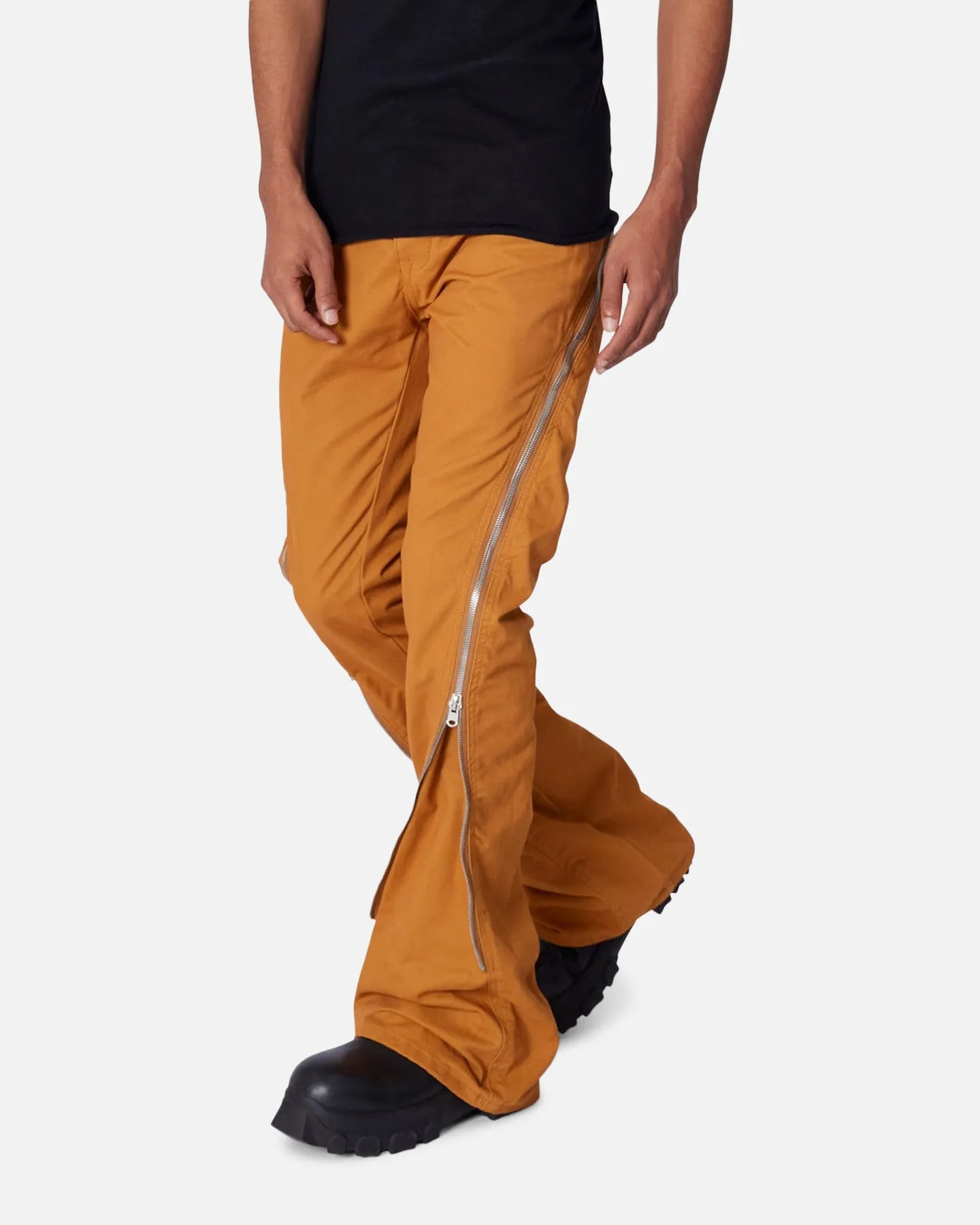 MNML D519 Zipper Flare Denim Jeans Orange