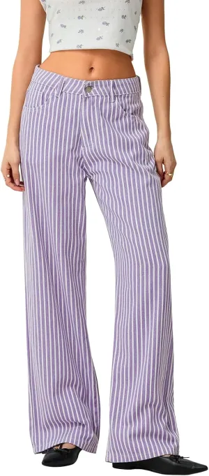 Mxiqqpltky Y2k Striped Bell Bottom Jeans Women High Waisted Boyfriend Denim Pants Baggy Wide Leg Stretchy Bootcut Flare Jeans