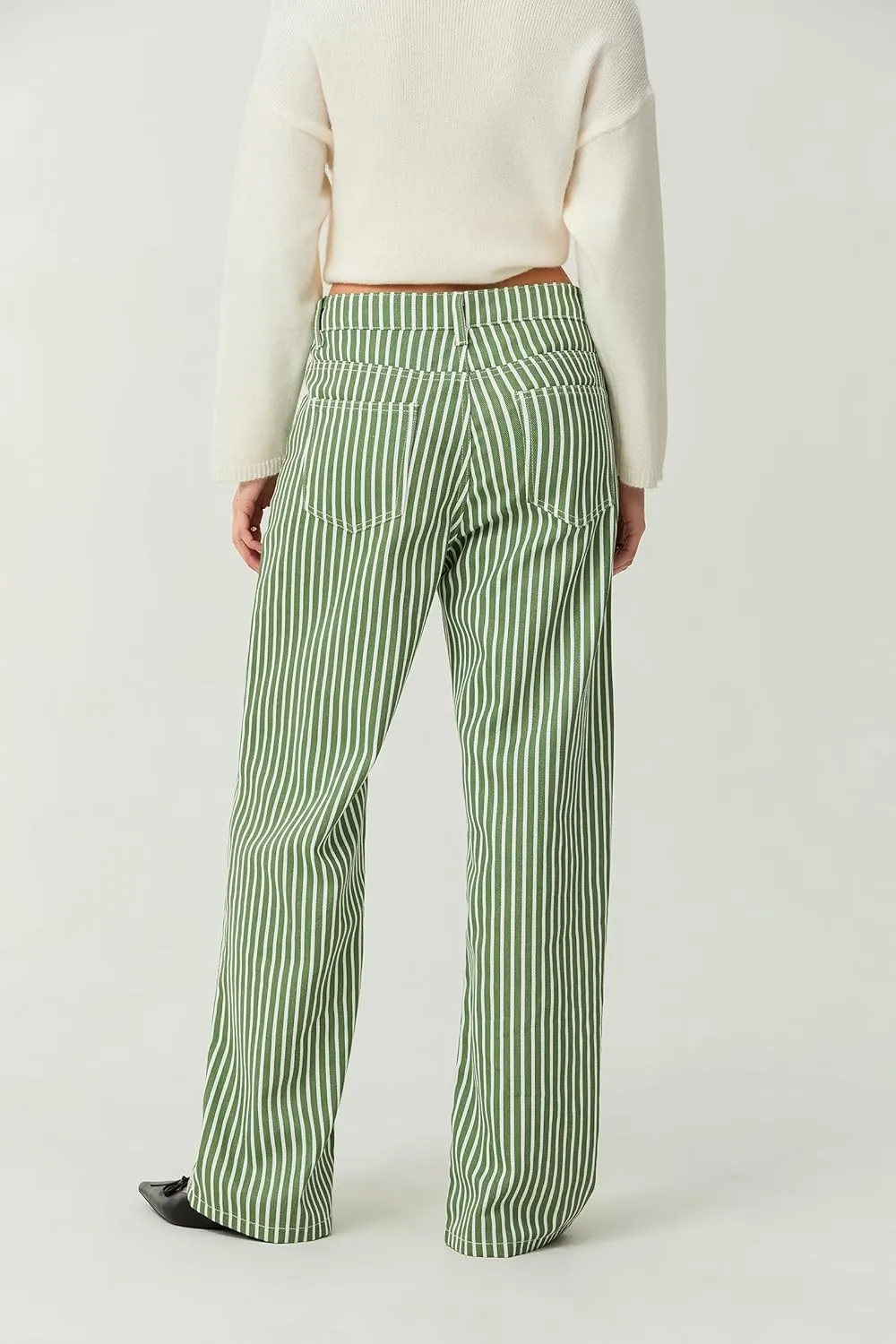 Mxiqqpltky Y2k Striped Bell Bottom Jeans Women High Waisted Boyfriend Denim Pants Baggy Wide Leg Stretchy Bootcut Flare Jeans