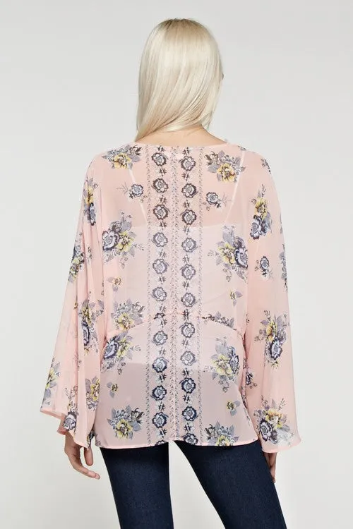 Peach Floral Kimono