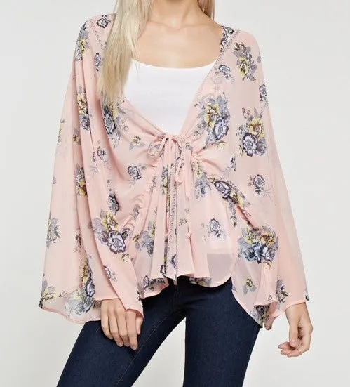 Peach Floral Kimono