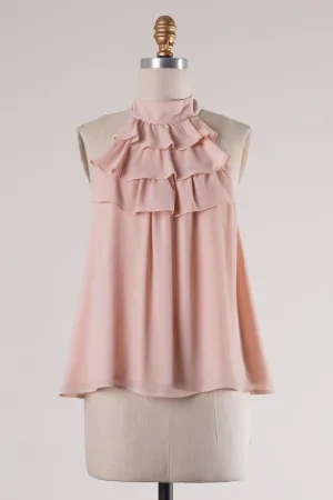 Pink Ruffle Halter Top