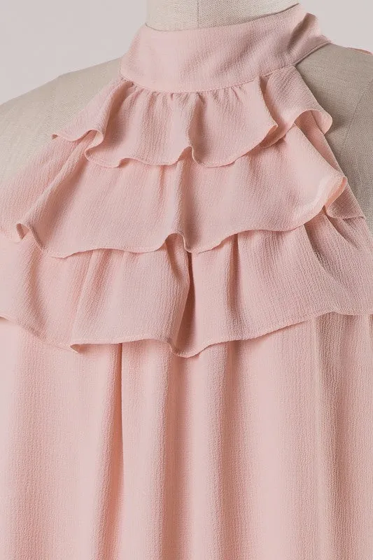 Pink Ruffle Halter Top