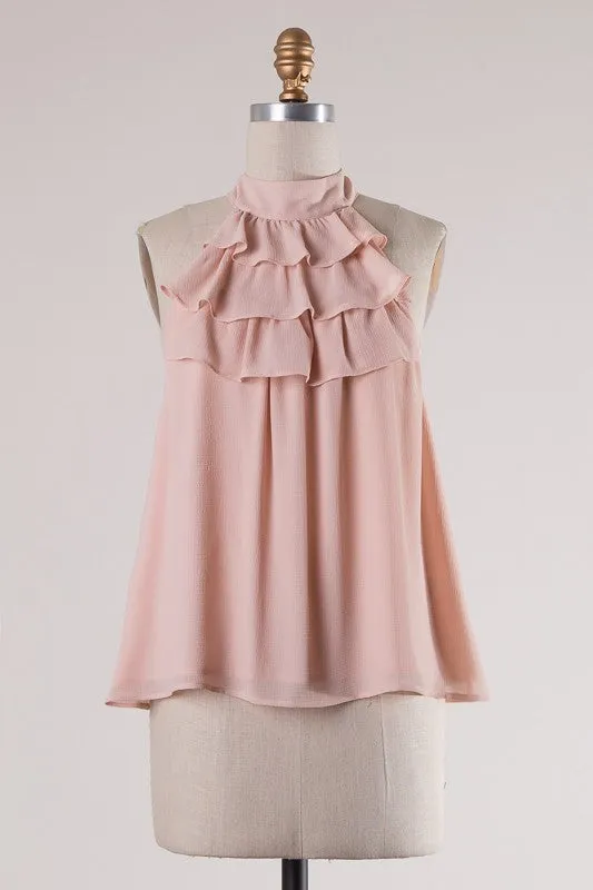 Pink Ruffle Halter Top