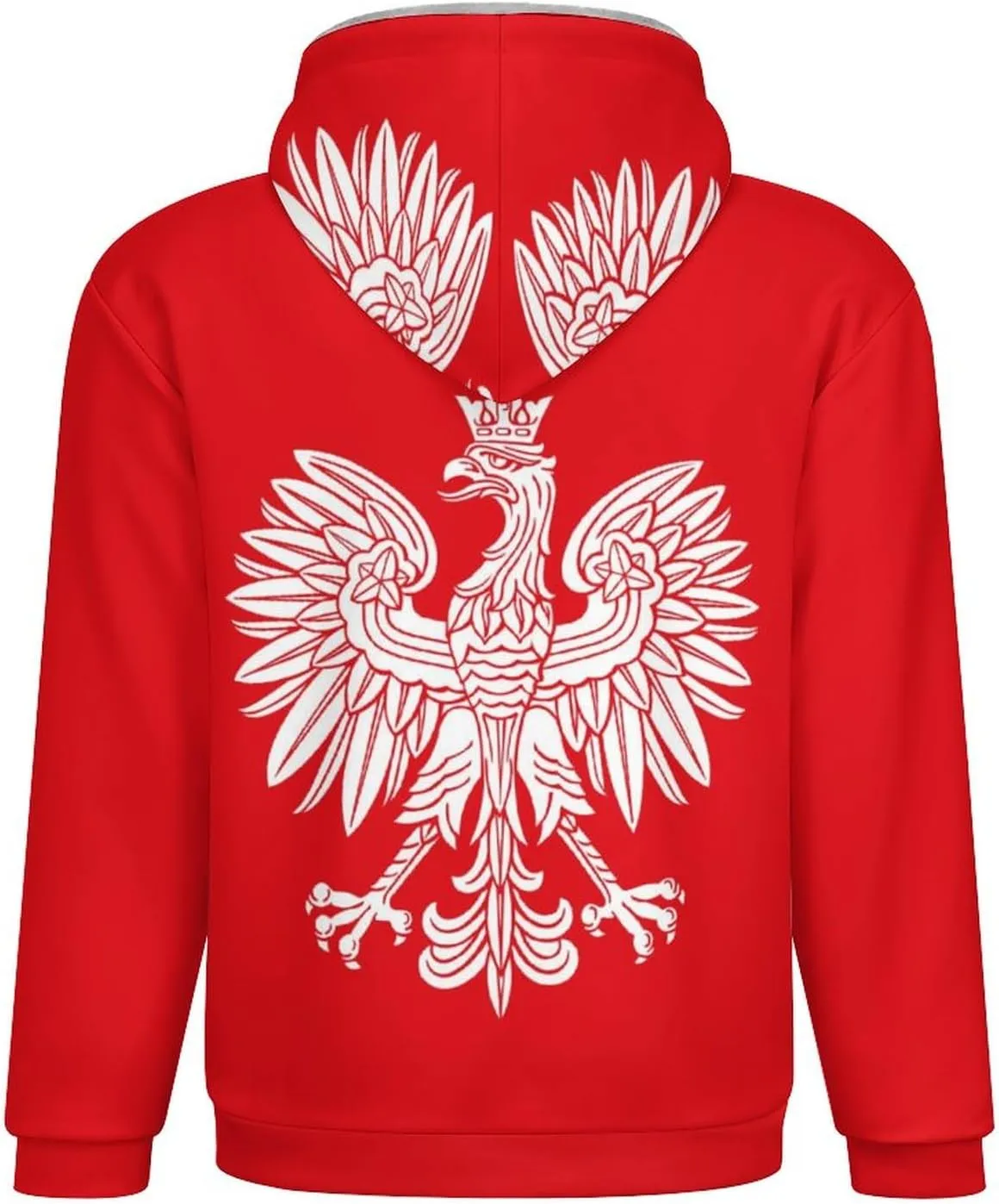 Poland Eagle Hoodies for Men Heavyweight Fleece Sweatshirt Full Zip Jacket Winter Coat