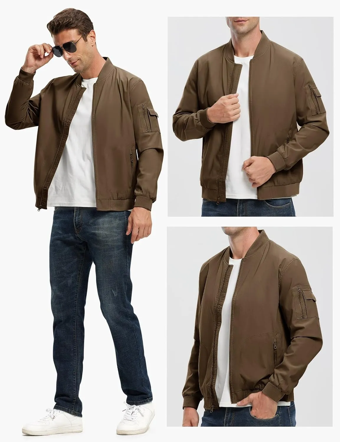 Rdruko Men's Lightweight Bomber Jacket Causal Fashion Stylish Windbreaker Light Jacket