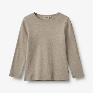 Rib T-Shirt L/S Stig - gravel melange