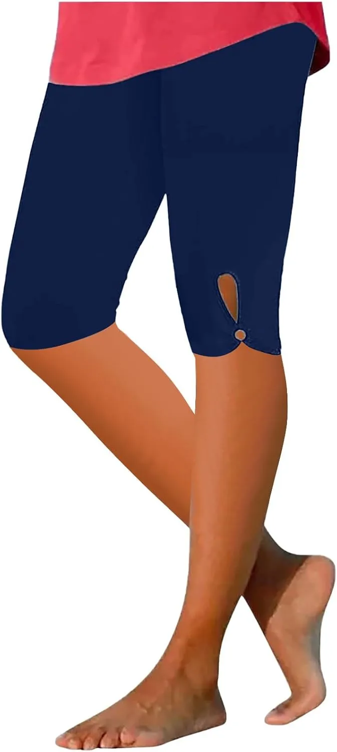 Sports Yoga Shorts for Women High-Waisted Solid Slim Fit Five-Point with Side Button Stylish Summer Casual Bottoms