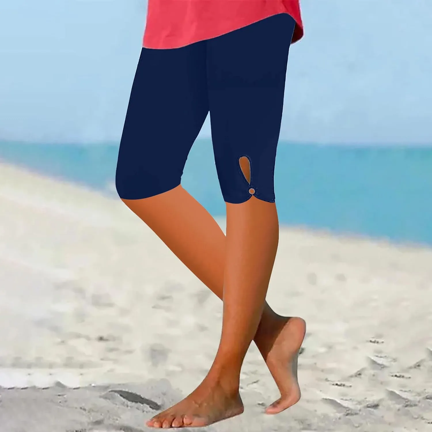 Sports Yoga Shorts for Women High-Waisted Solid Slim Fit Five-Point with Side Button Stylish Summer Casual Bottoms