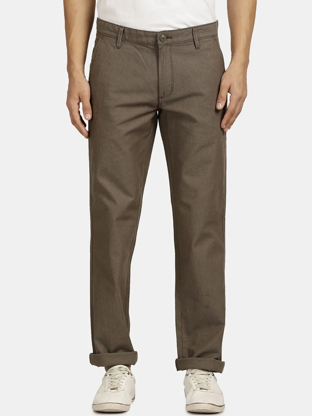 T-Base Men Mid-Rise Regular Cotton Trousers