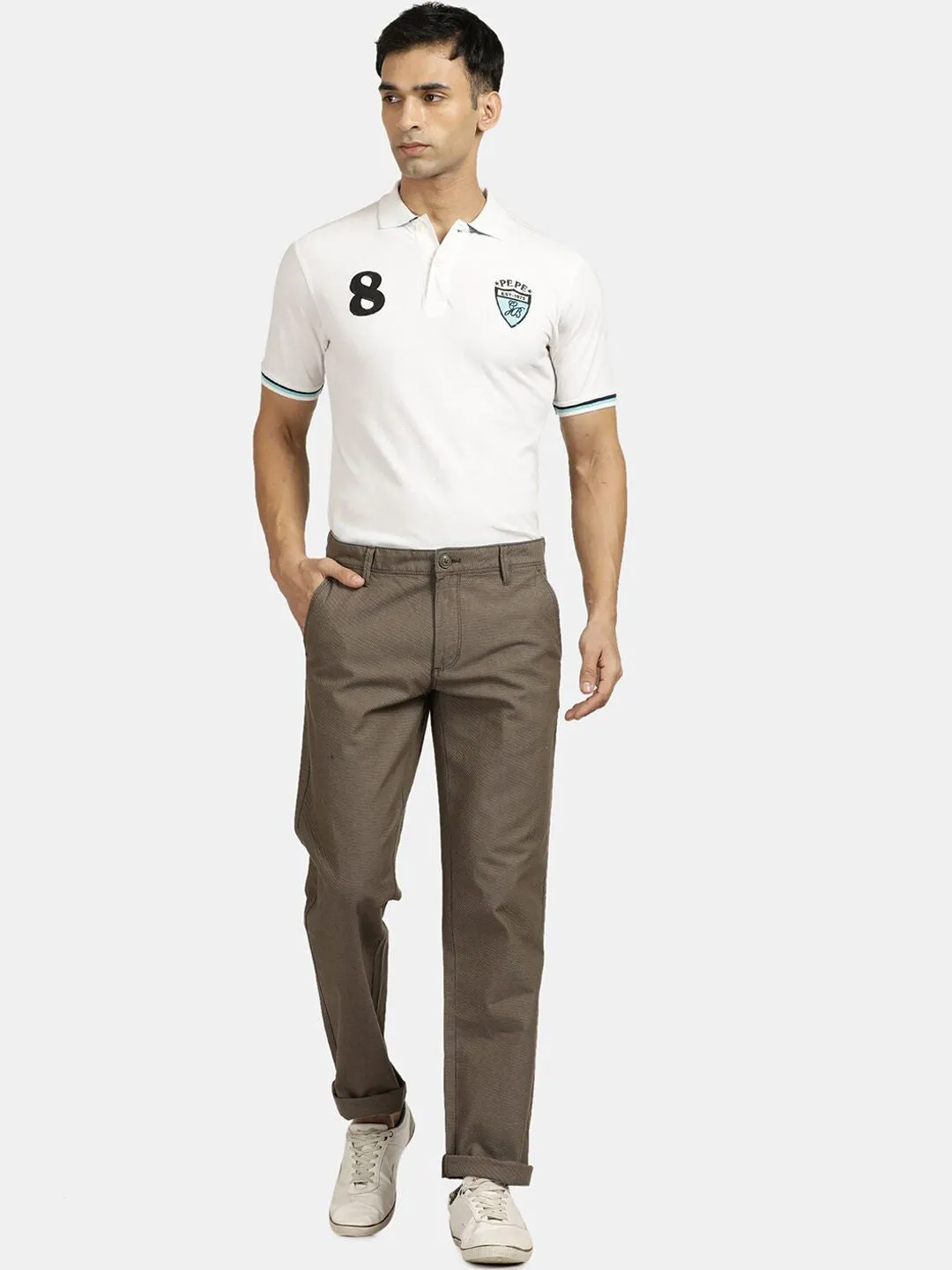 T-Base Men Mid-Rise Regular Cotton Trousers