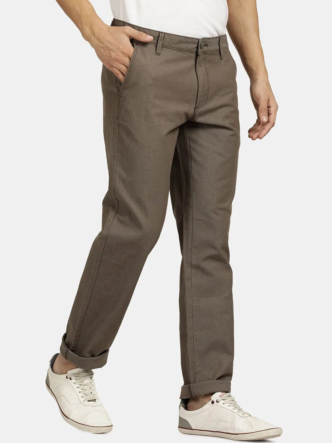 T-Base Men Mid-Rise Regular Cotton Trousers