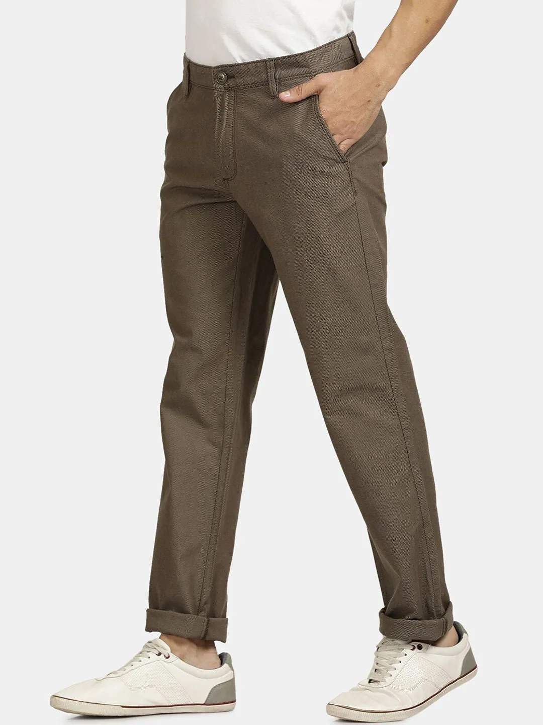 T-Base Men Mid-Rise Regular Cotton Trousers