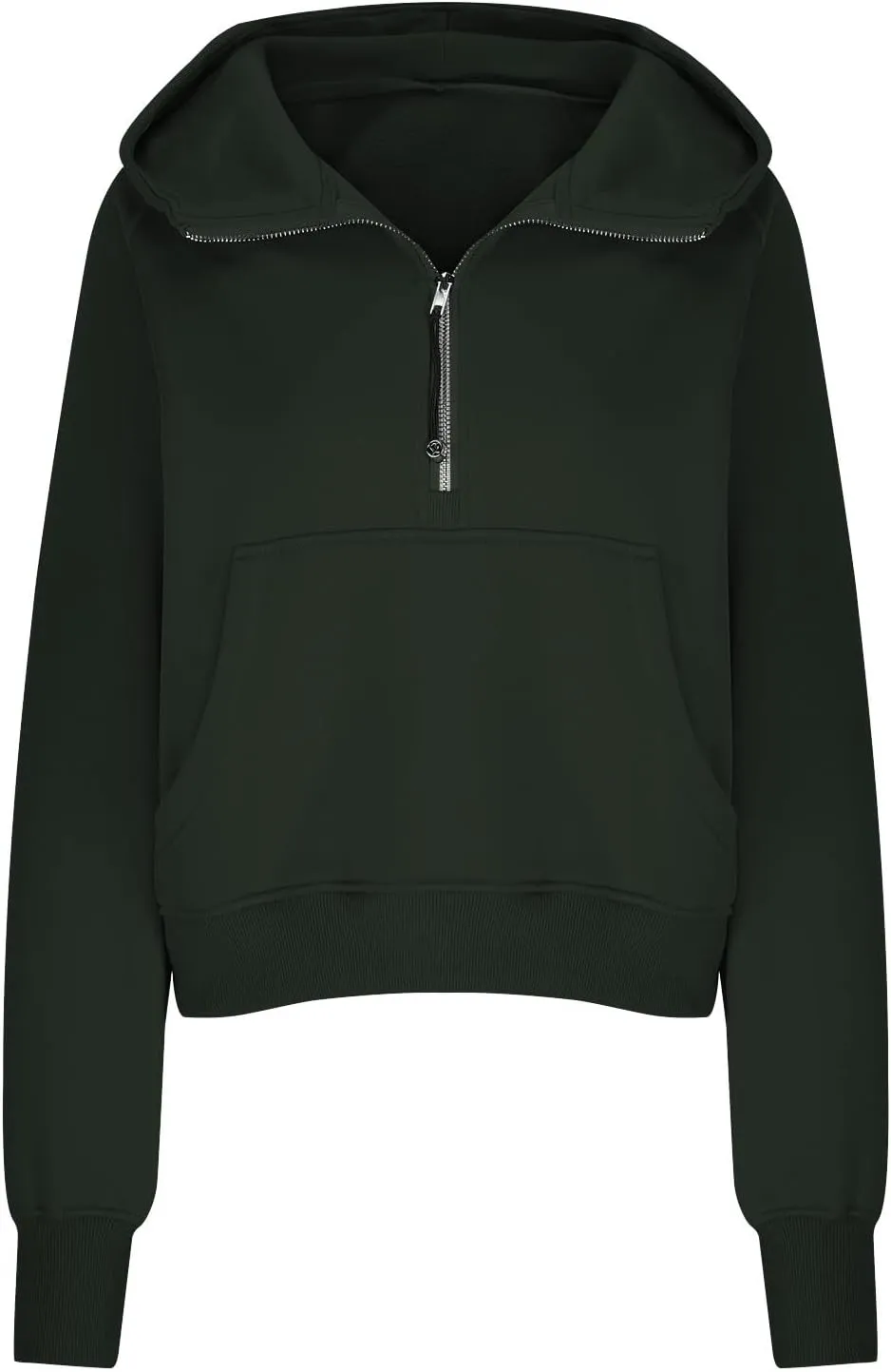 TANGNADE Hooded Sweatshirts Women Half Zip Cropped Fleece Pullover Quarter Zipper Thumb Hole Hoodies with Pockets
