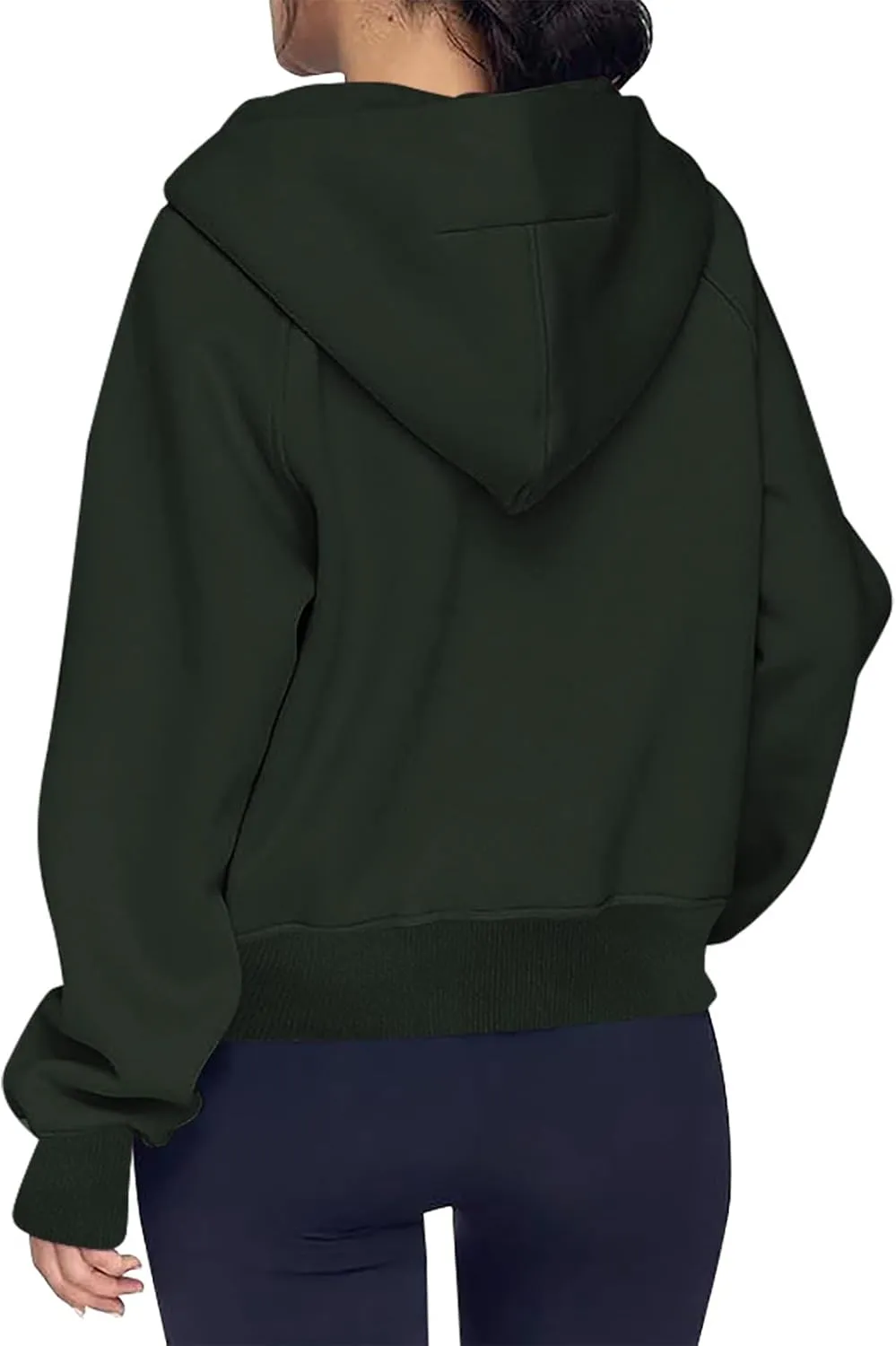 TANGNADE Hooded Sweatshirts Women Half Zip Cropped Fleece Pullover Quarter Zipper Thumb Hole Hoodies with Pockets