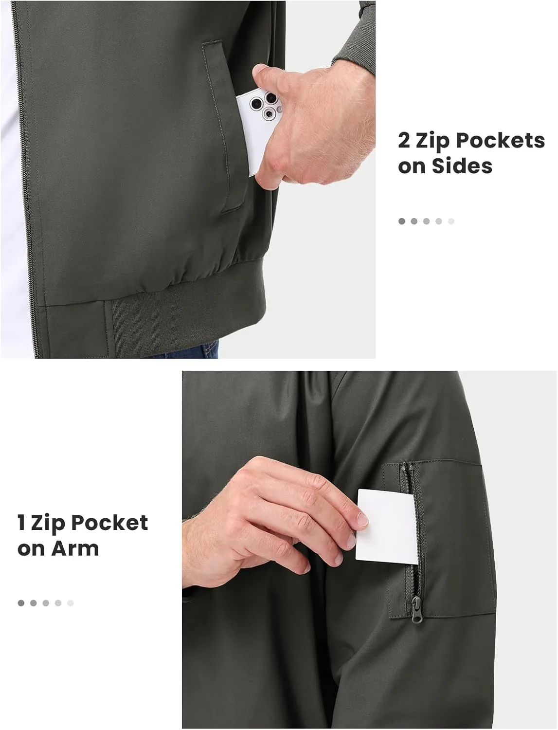 TBMPOY Men's Bomber Jackets Lightweight Light Windbreaker Casual Business Dress Stylish Fall Spring Golf Work