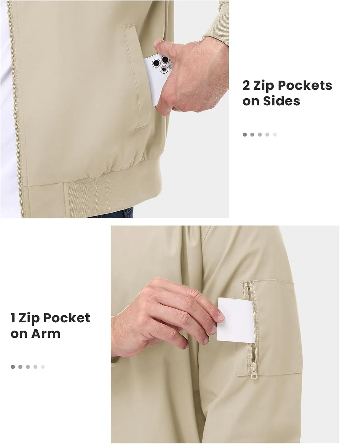 TBMPOY Men's Bomber Jackets Lightweight Light Windbreaker Casual Business Dress Stylish Fall Spring Golf Work