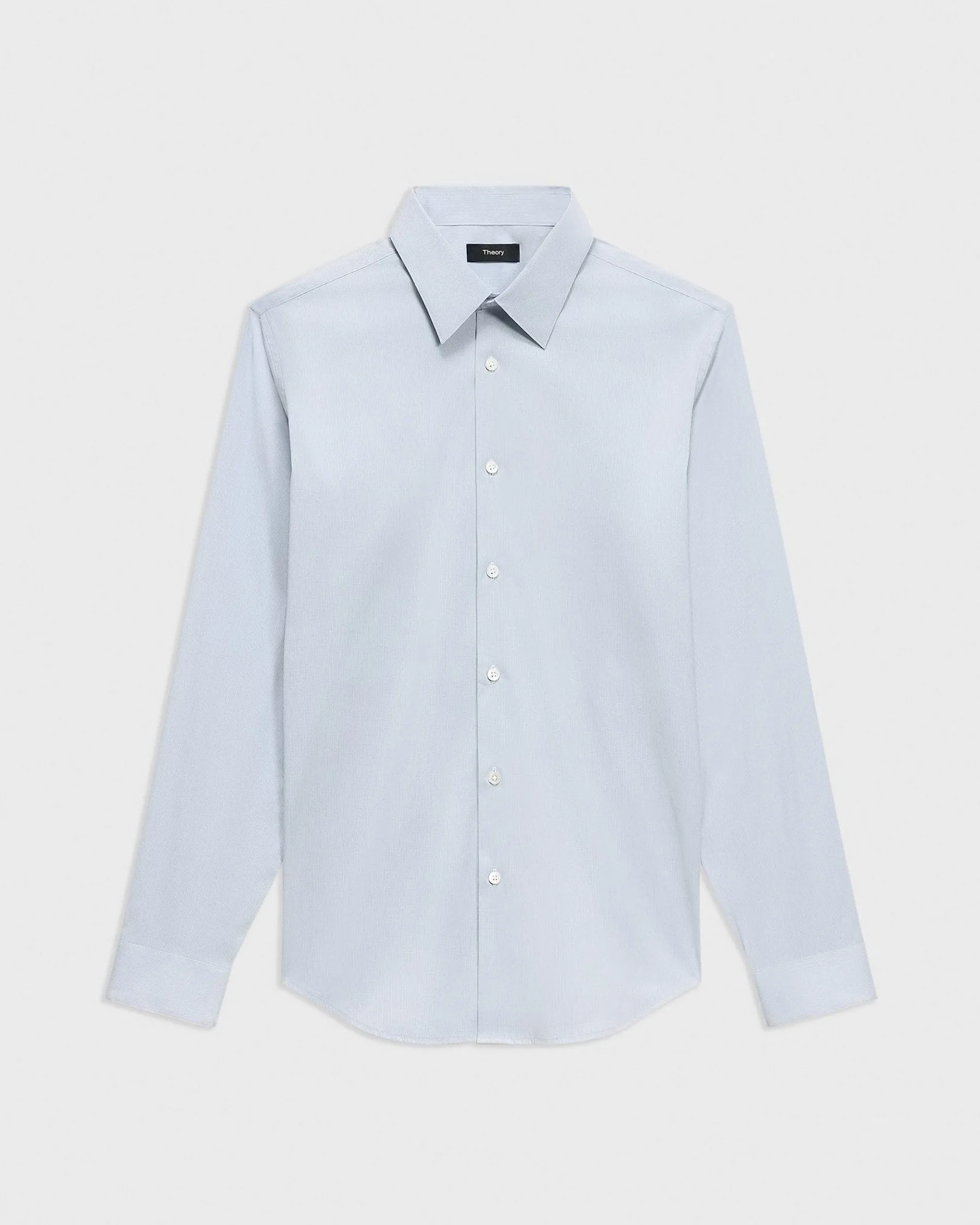 Theory Sylvain Shirt in Checked Poplin - Olympic/White