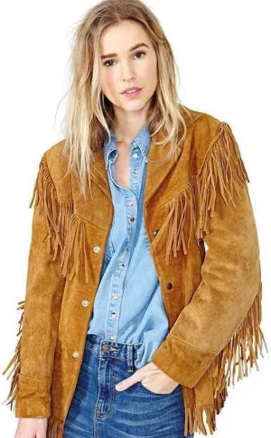 Traditional Western women's Genuine Suede Leather Jacket for women Native American coat with Fringed
