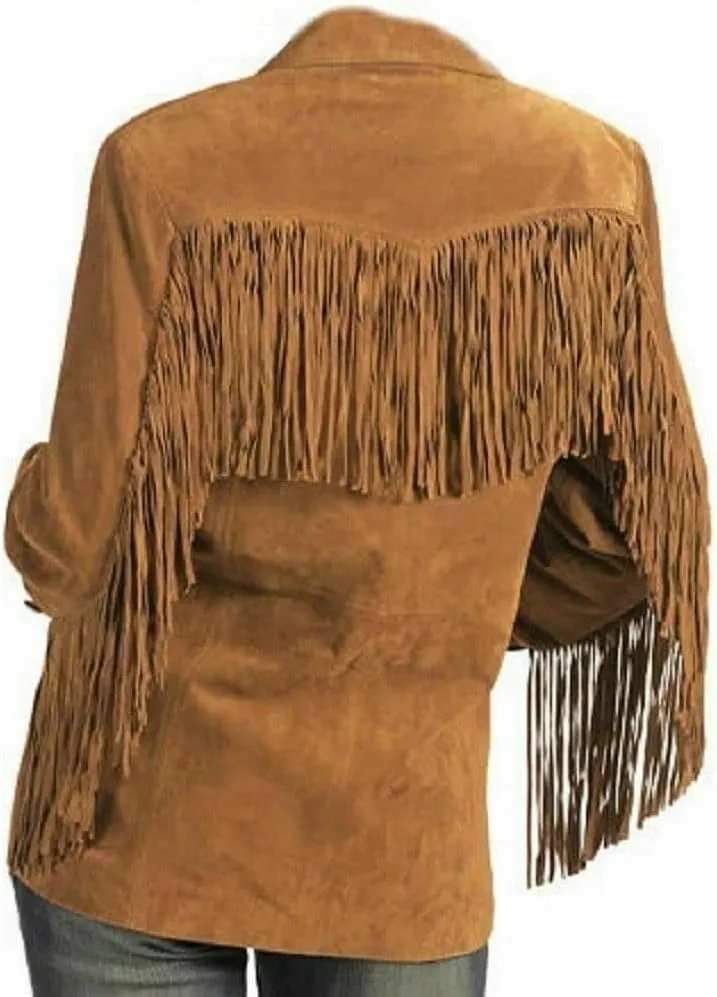 Traditional Western women's Genuine Suede Leather Jacket for women Native American coat with Fringed