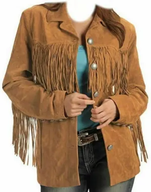 Traditional Western women's Genuine Suede Leather Jacket for women Native American coat with Fringed