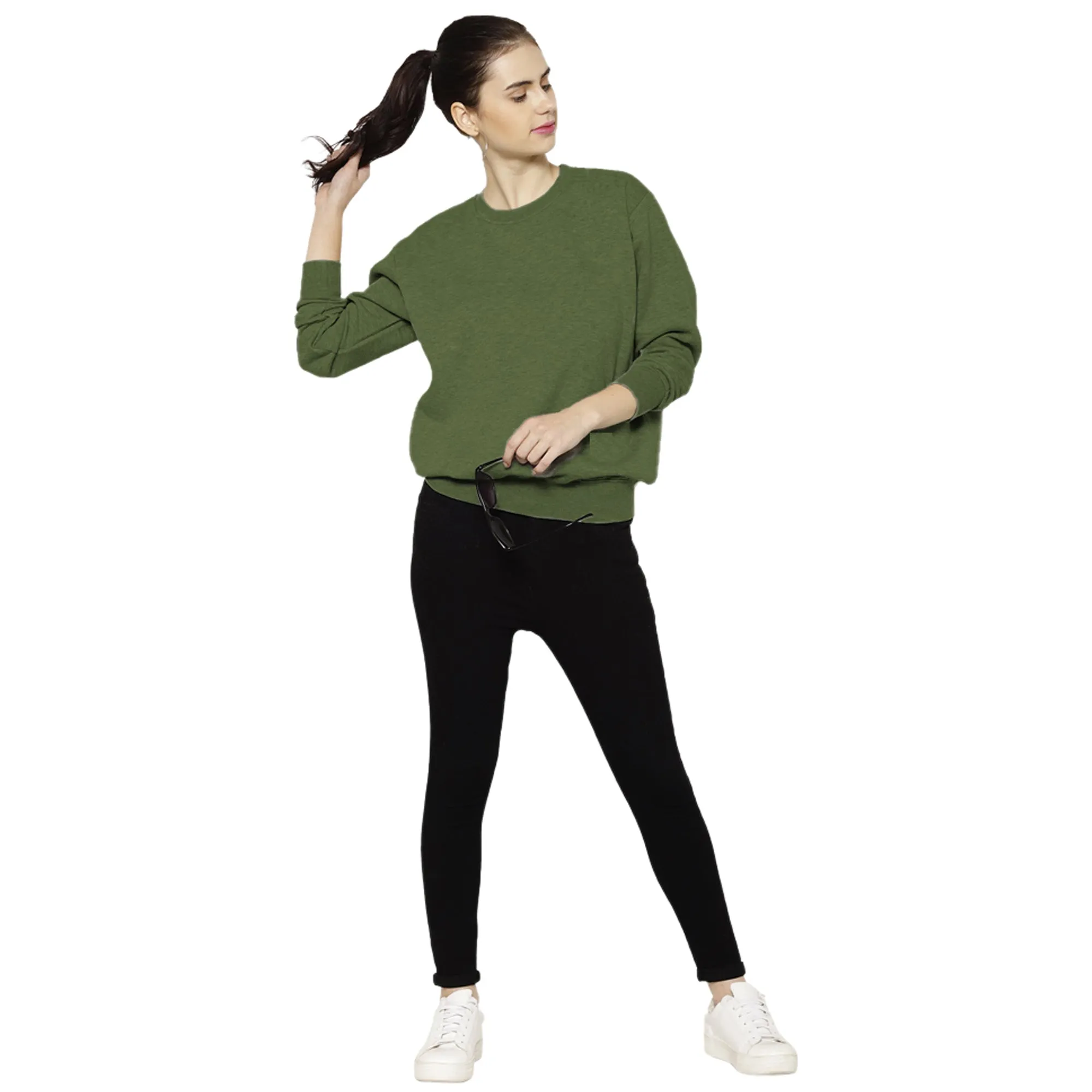 Vimal Jonney Fleece Round Neck Sweatshirt for Women