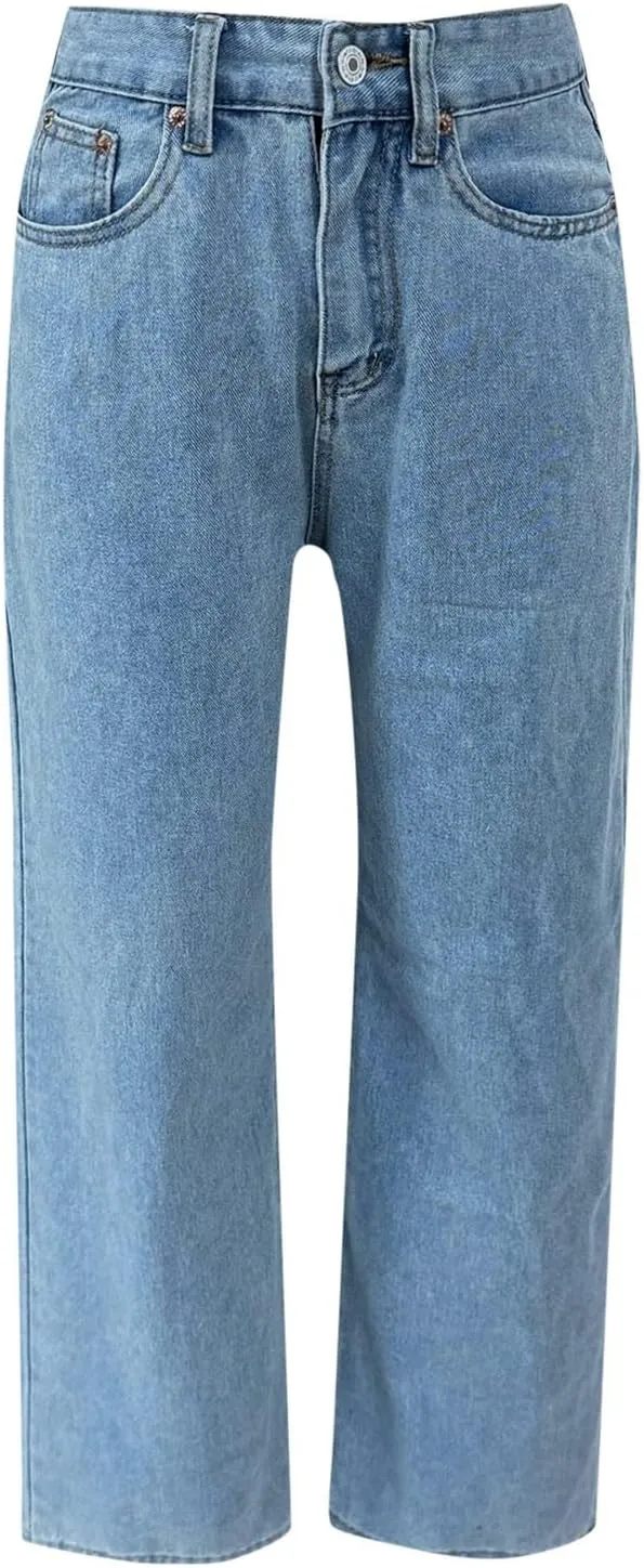 Vintage Baggy Barrel Jeans Mid Rise Wide Leg Boyfriend Jeans for Women Loose Fit Cuffed Cropped Denim Pants Trousers