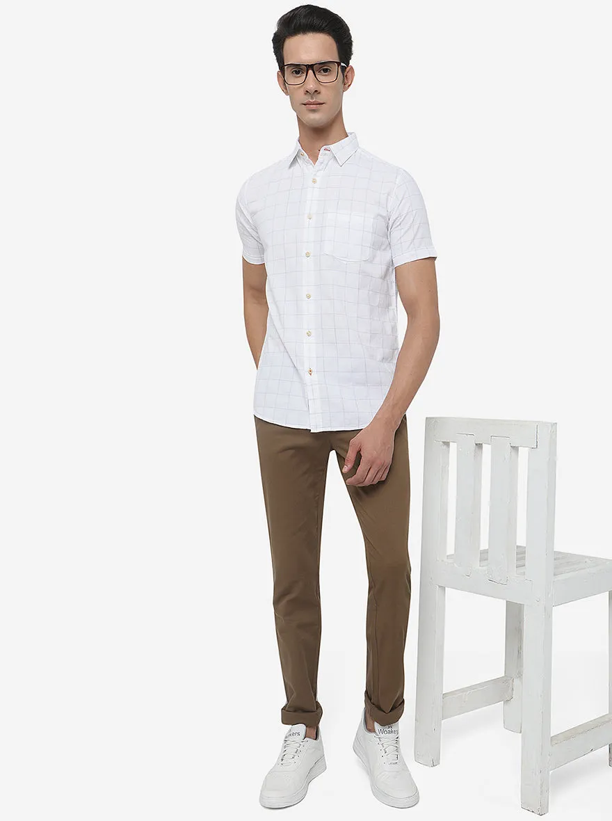 White Checked Slim Fit Semi Casual Shirt | JadeBlue