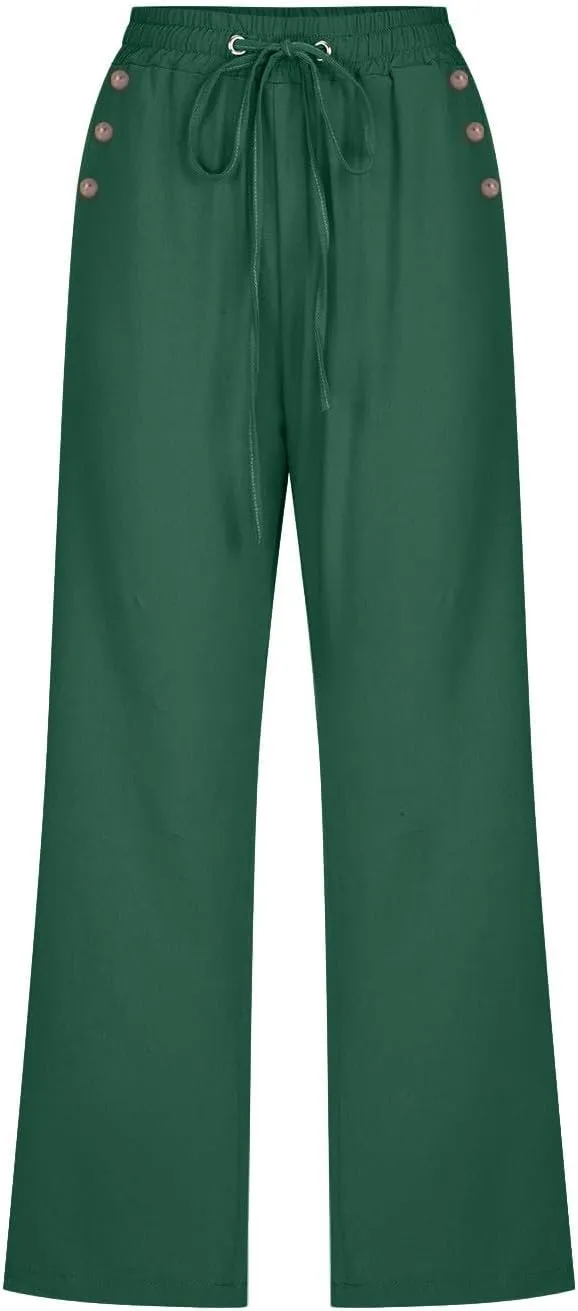 Womens Pants Plus Size Cotton Linen Elastic Waist Casual Summer Slacks Casual Petite Maternity Clothes Womens Cotton Pants