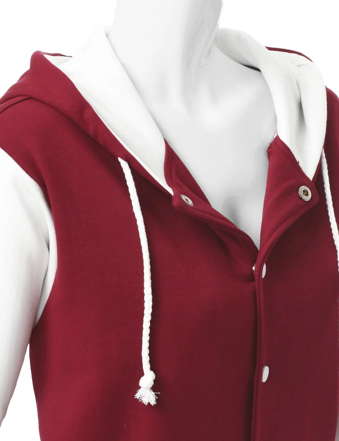 Women's Stylish Color Contrast Long Sleeves Hoodie Varsity Jacket