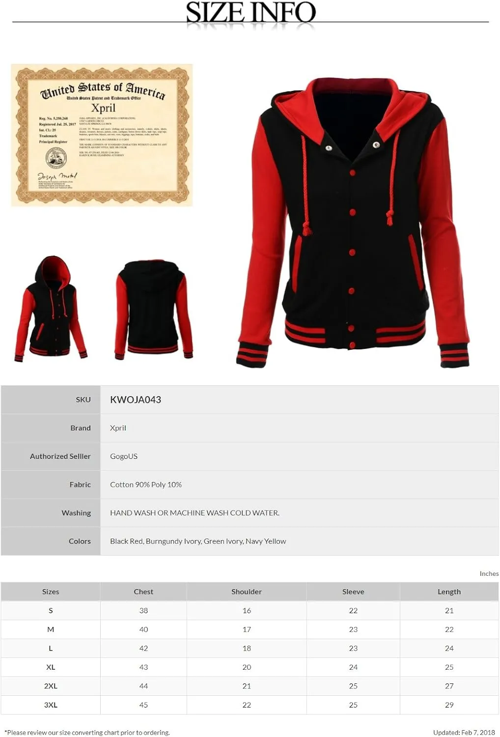 Women's Stylish Color Contrast Long Sleeves Hoodie Varsity Jacket