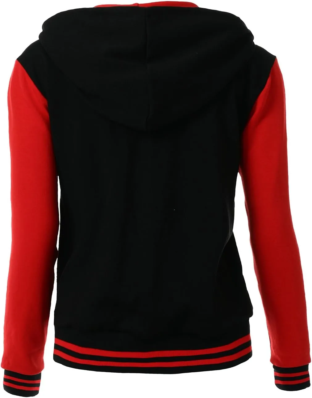 Women's Stylish Color Contrast Long Sleeves Hoodie Varsity Jacket