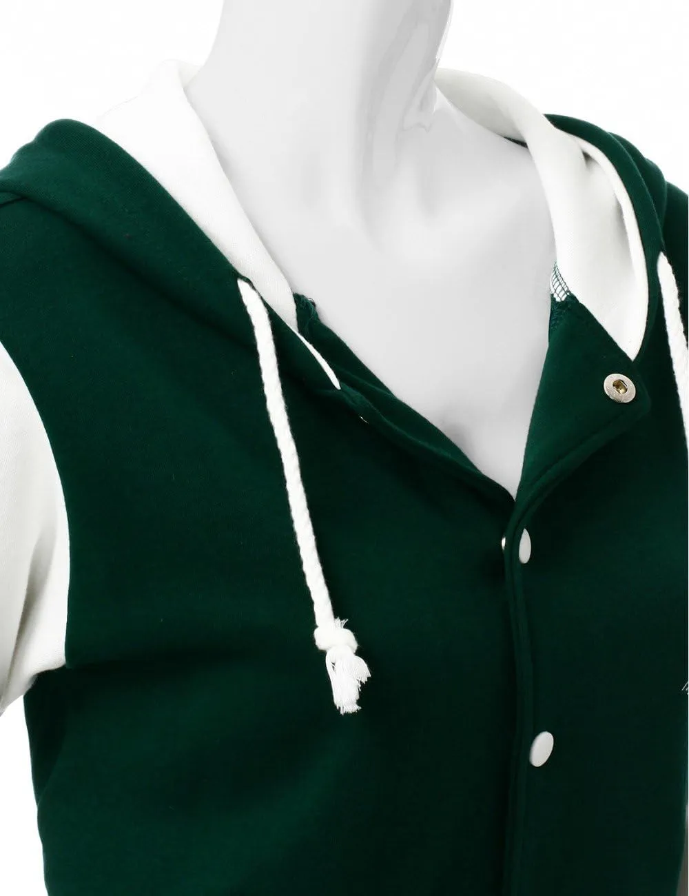 Women's Stylish Color Contrast Long Sleeves Hoodie Varsity Jacket