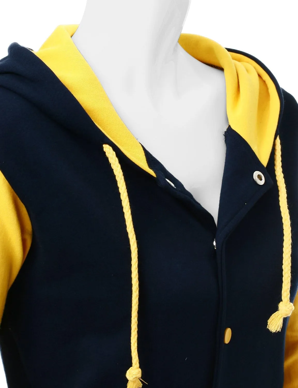 Women's Stylish Color Contrast Long Sleeves Hoodie Varsity Jacket
