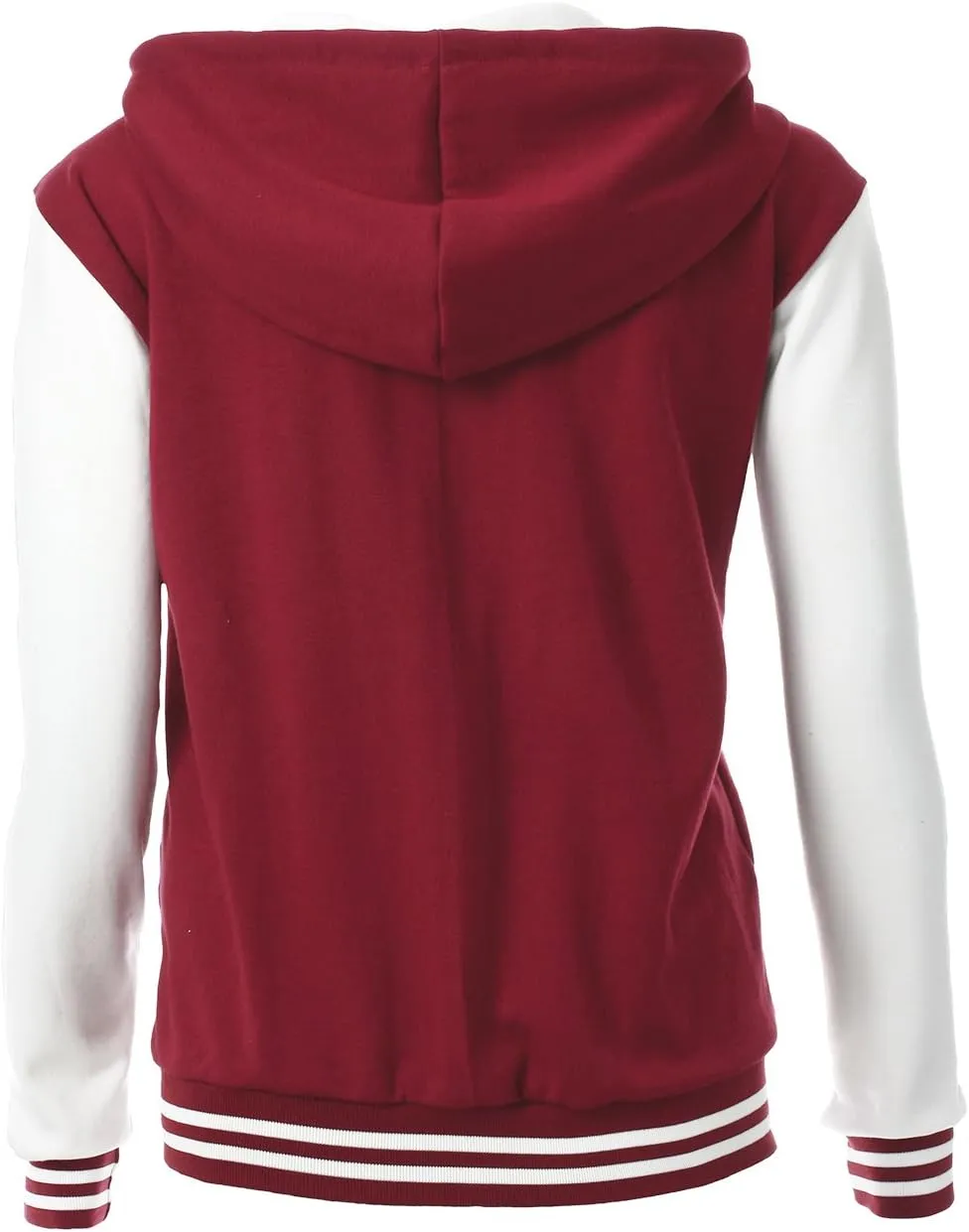 Women's Stylish Color Contrast Long Sleeves Hoodie Varsity Jacket